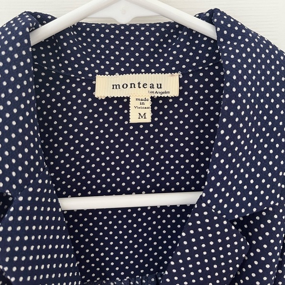 Monteau midi navy blue button down dress - Picture 3 of 3